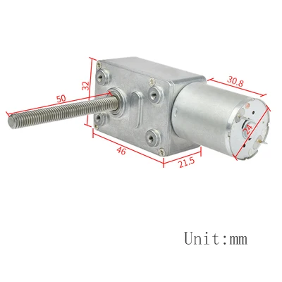 JGY370 Wał gwintowany Miniaturowy silnik redukcyjny DC Samoblokująca przekładnia ślimakowa Silnik o wysokim momencie obrotowym i niskiej prędkości 12 V 24 V 6-210 obr./min