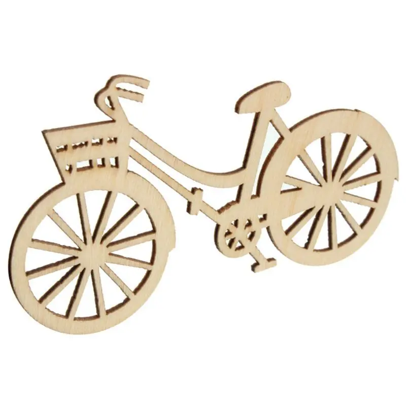 10pcs Wooden Bicycle Bike Cutout Veneers Slices DIY Crafting Ornament Theme Wedding Party Home Decoration Gift