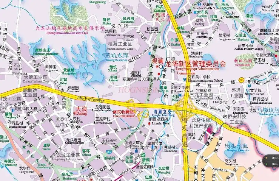 Shenzhen Map Chinese-English Translation Street Map of Shenzhen City District Shenzhen Map Traffic Map Road Map Guide