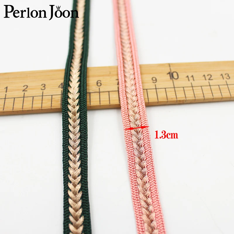 10 metri 1.3 cm Classico intrecciato filo di oro rosa Tessuto freccia Tessitura a forma di V rosa verde trim nastro decorazione abbigliamento ZD0396