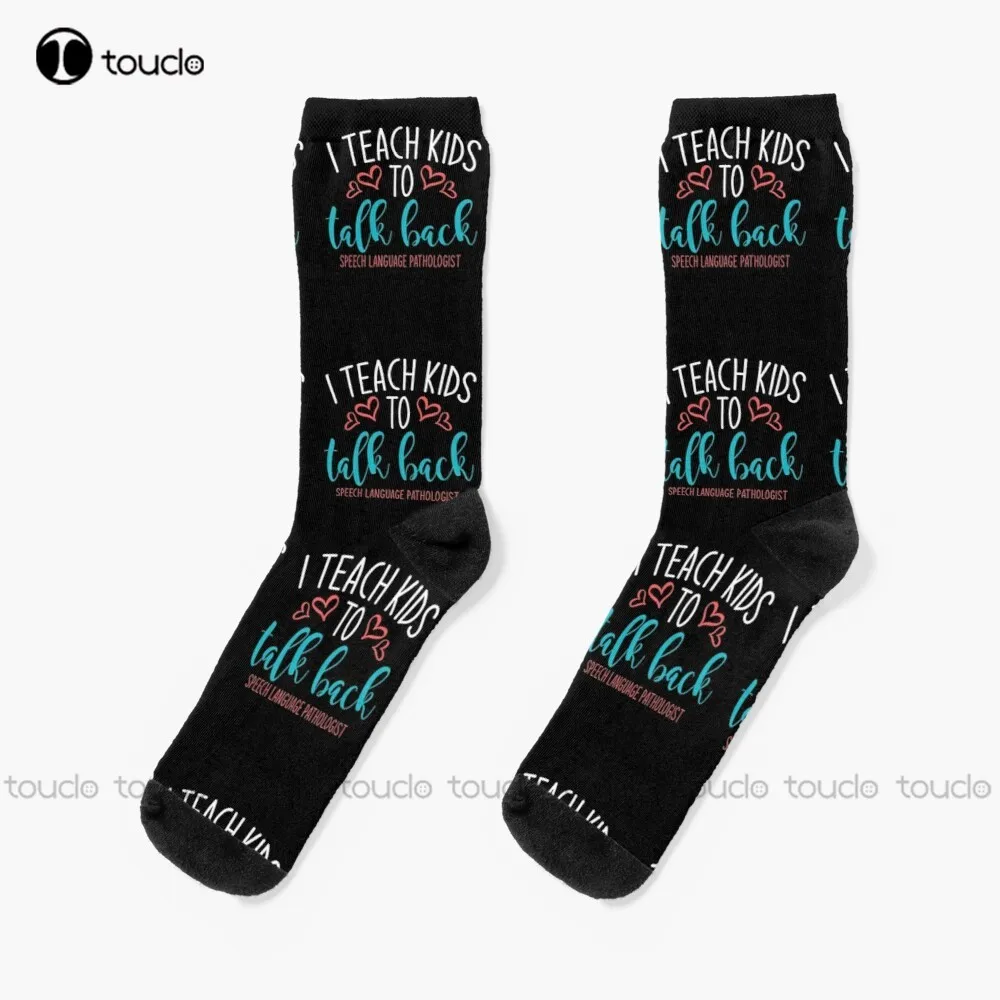 Slp-calcetines de terapia del habla para niños, medias personalizadas con estampado Digital de 360 °, ideal para regalo de Navidad y Año Nuevo