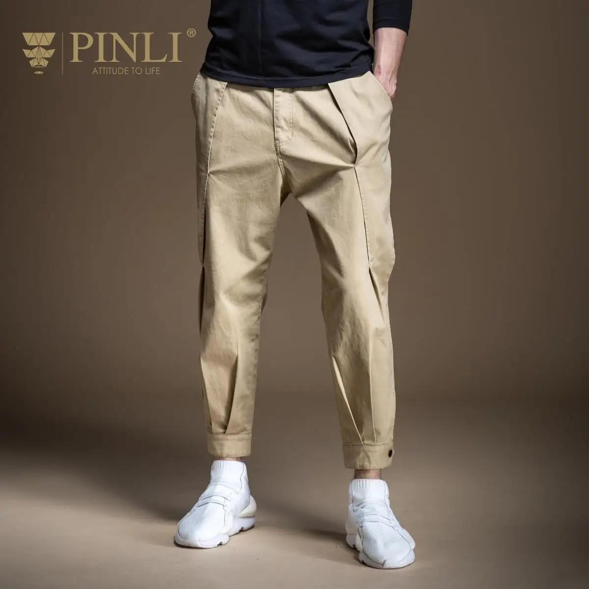 

Free shipping 2020 Men's Male New autumn winter slim fit micro-elastic khaki casual Harlan cropped pants trend B201117068