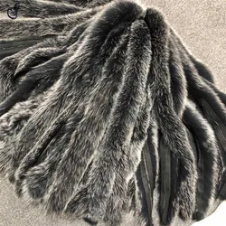 Genuine Fox Fur Hood Trim Scarf Black Color Fox Fur Collar Scarf Big Fur Collar Custom Made Hoodie Fur Trim