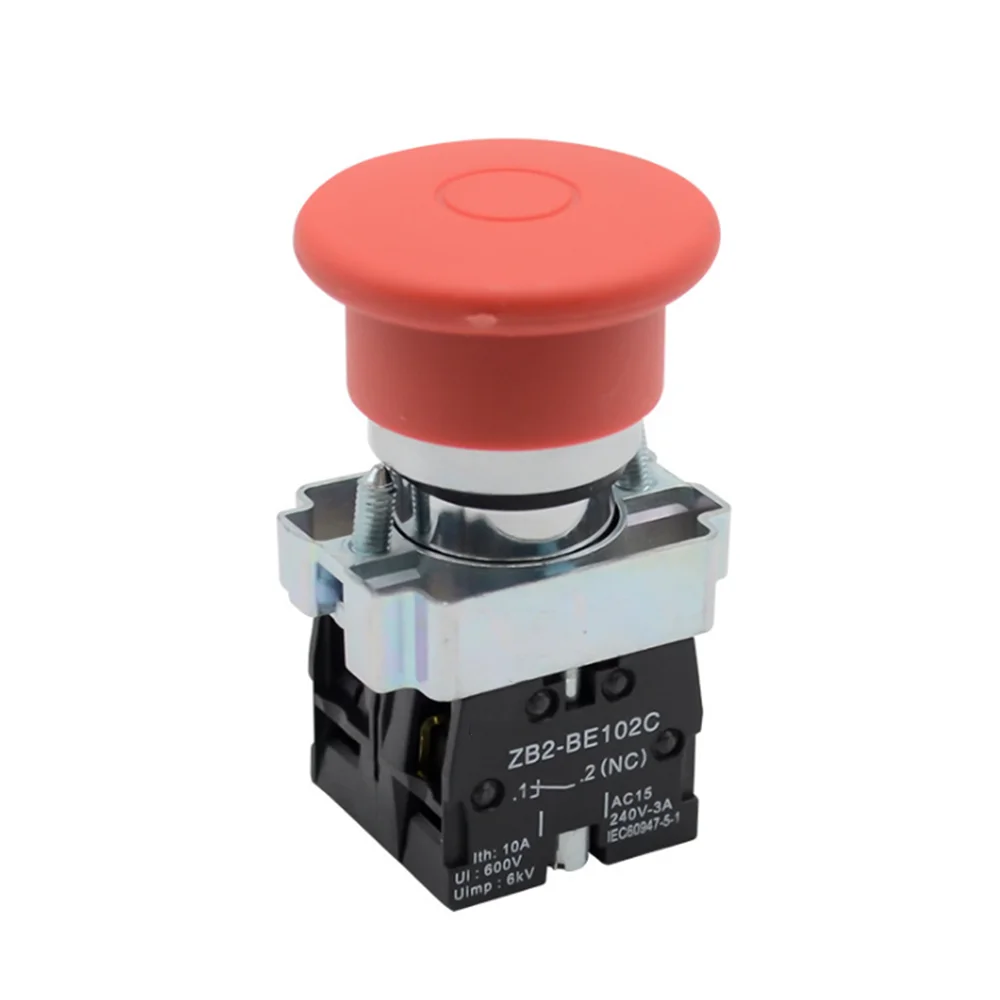 

XB2-BT45 1NO/1NC Push-Pull Emergency stop push button switch Red Sign 40mm Mushroom Head