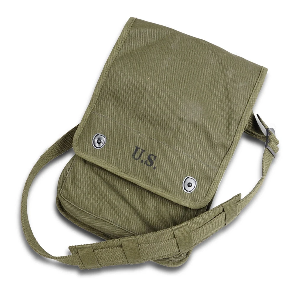 

WWII WW2 Army Canvas Map Bag Militaire Map Pack Sundries Pouch Tool Kit Army Green