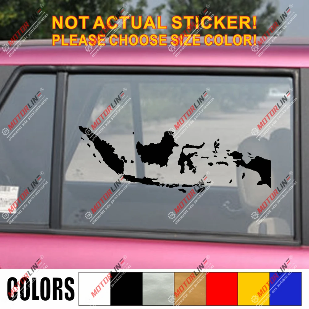 

Map outline of Indonesia Decal Sticker Car Vinyl pick size color no bkgrd