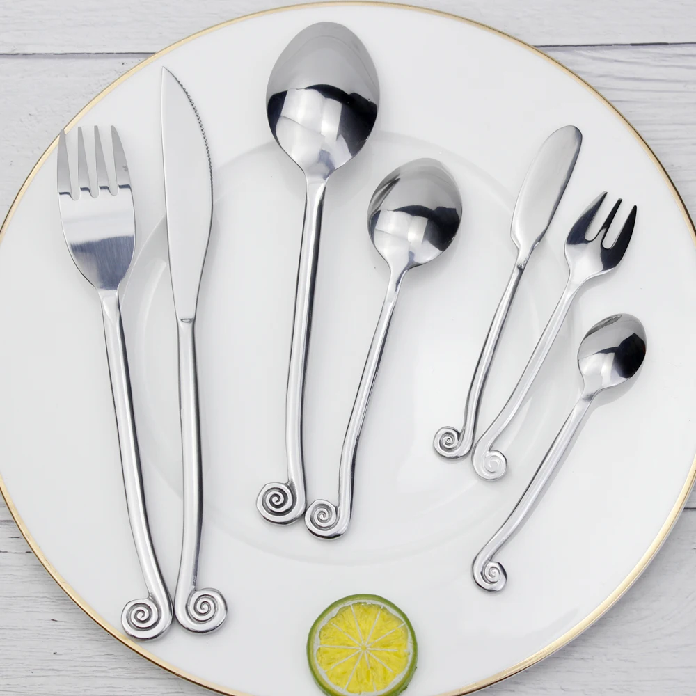 Impressive Cutlery Famous Creative Design Snail Handle Dinnerware Set Forged Process Stainless Steel Mirror Polish For Kitchen