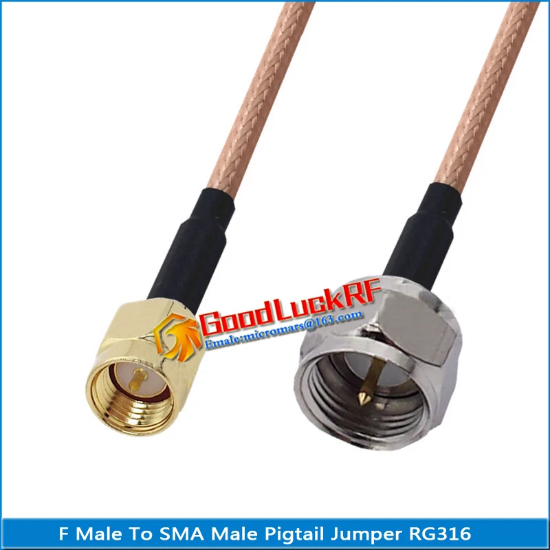 1X Pcs High-quality F Male to SMA Male Plug Coaxial Type Pigtail Jumper RG316 Cable 50 ohm Low Loss F to SMA