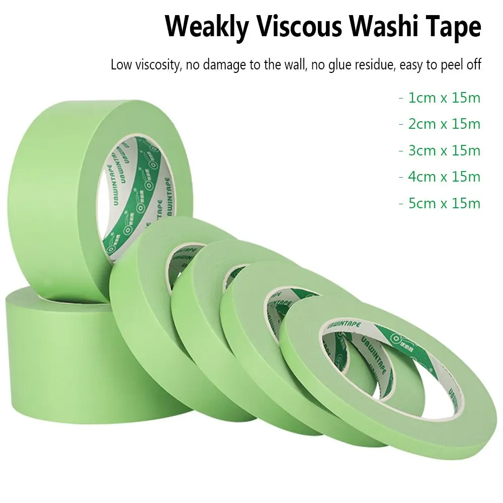 15M Professional Art Latex Paint Washi Tape Weak Viscous Self-Adhesive Separation Paper No Trace Household Masking Tape Outdoor