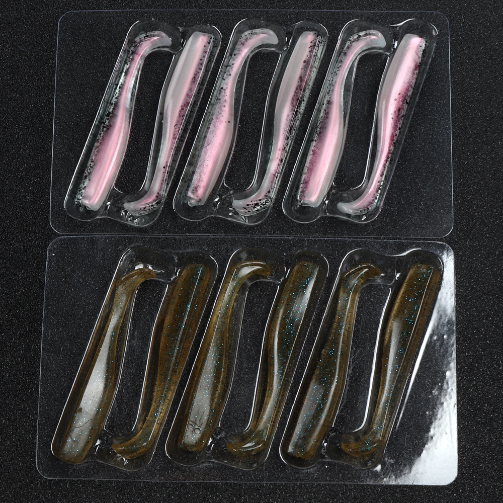 ATUENO 6pcs TPR Soft Bait 7cm 2.3g Soft Plastic Paddle Tail Swimbait Floating Bait Sea Fish Pva Swimbait Wobblers