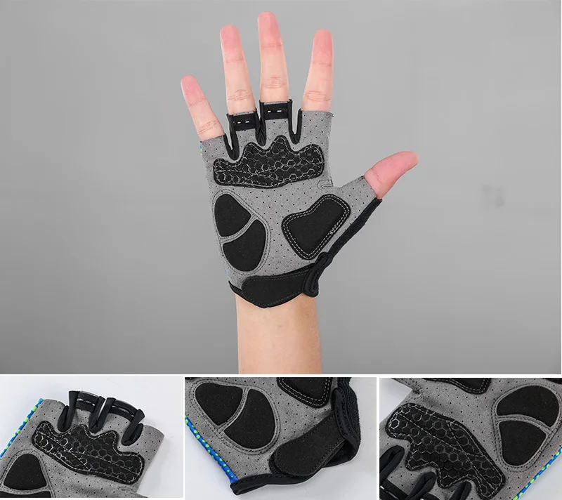 Radfahren Anti-slip Halbe Finger Handschuhe MTB Fahrrad Handschuhe Pad Männer Frauen Atmungsaktive Anti-shock Sport Handschuhe – Detail 8