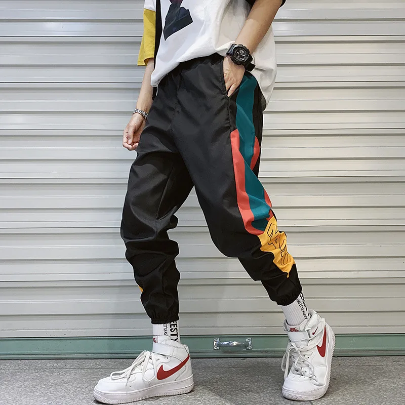 Hip Hop Streetwear Men\'s Splice Joggers Pants Fashion Men Casual Cargo Pant Trousers High Street Elastic Waist Harem Pant Men