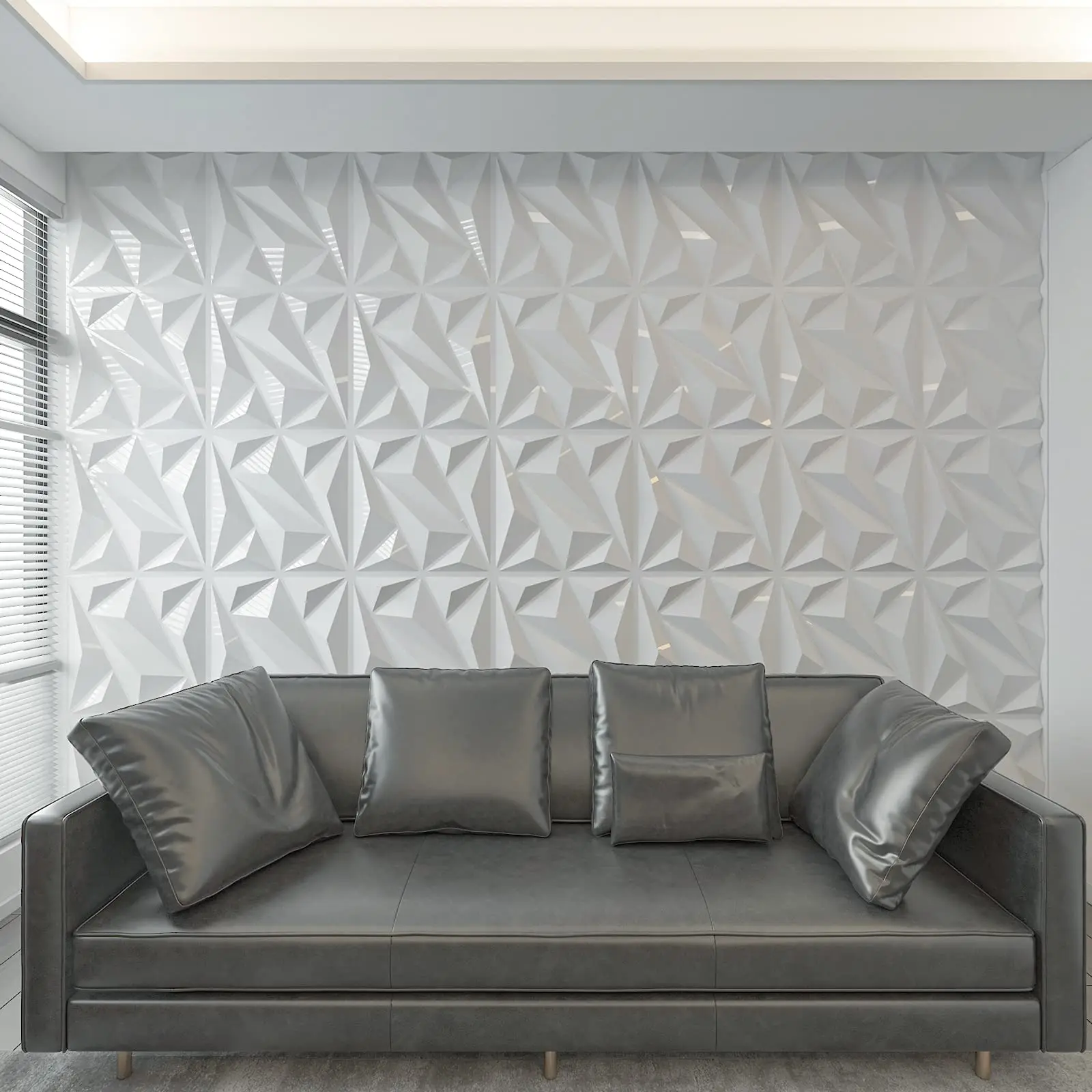 Art3D-Panneau Mural 3D en PVC, Diamant pour Décoration Murale Intérieure en Blanc, Décor Mural, Panneaux Muraux Texturés 3D, Paquet de 12 Carreaux