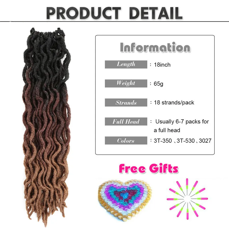 18 дюймов, накладные волосы на крючке, богиня Faux Locs Curly, на крючках, косички, мягкие натуральные синтетические Omber плетение волос для Для женщин Locs