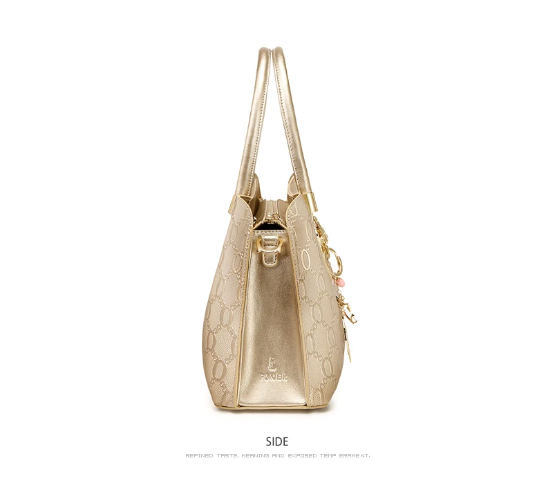 FOXER Split-Leder Monogramm-Handtasche Damen Schultertasche Rindsleder Luxus Mode Damen Umhängetasche Geldbörse Geschenk für Ehefrau – Detail 13