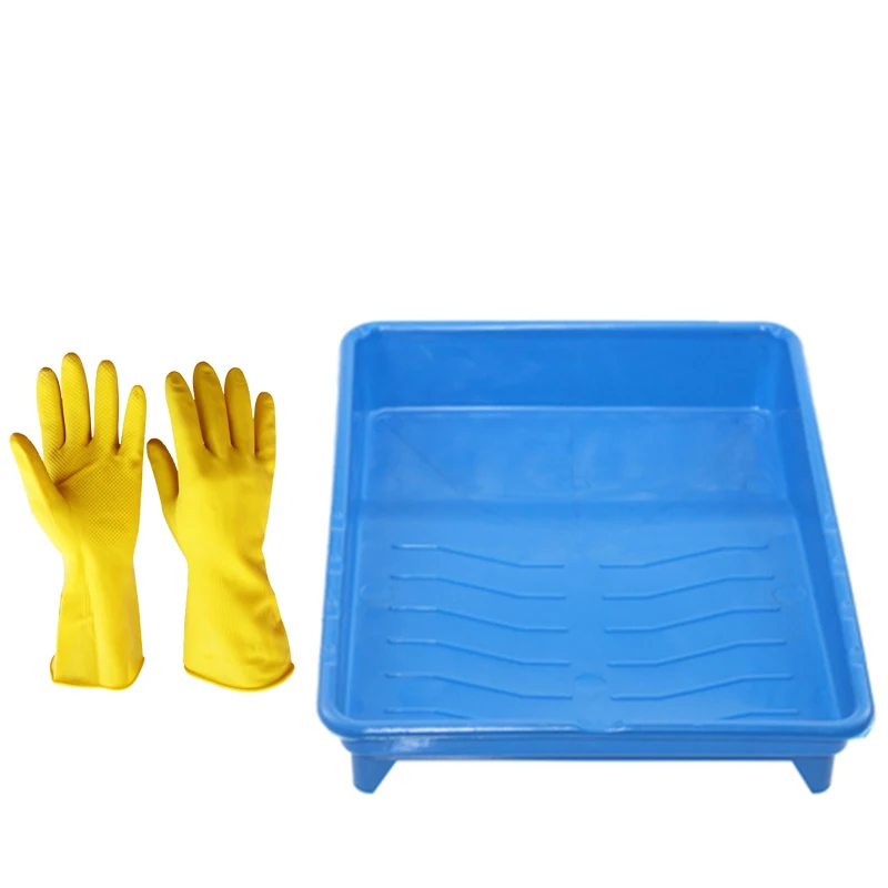 4pcs  Wall Painting Tools Set Paint Roller Tray Glove Brick Pattern Rubber Stamp Textured Wheel Household Wall Decoration Brush