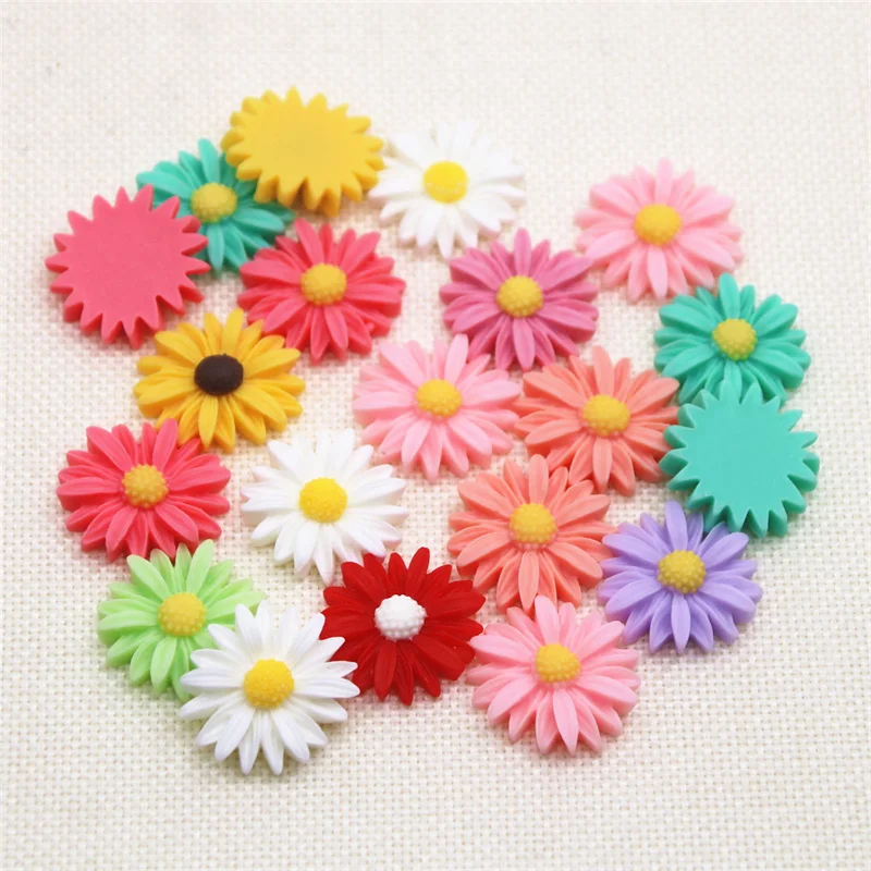 20 pz 26mm colore misto margherita fiore resina flatback cabochon gioielli fai da te/decorazione del telefono accessori artistici senza foro