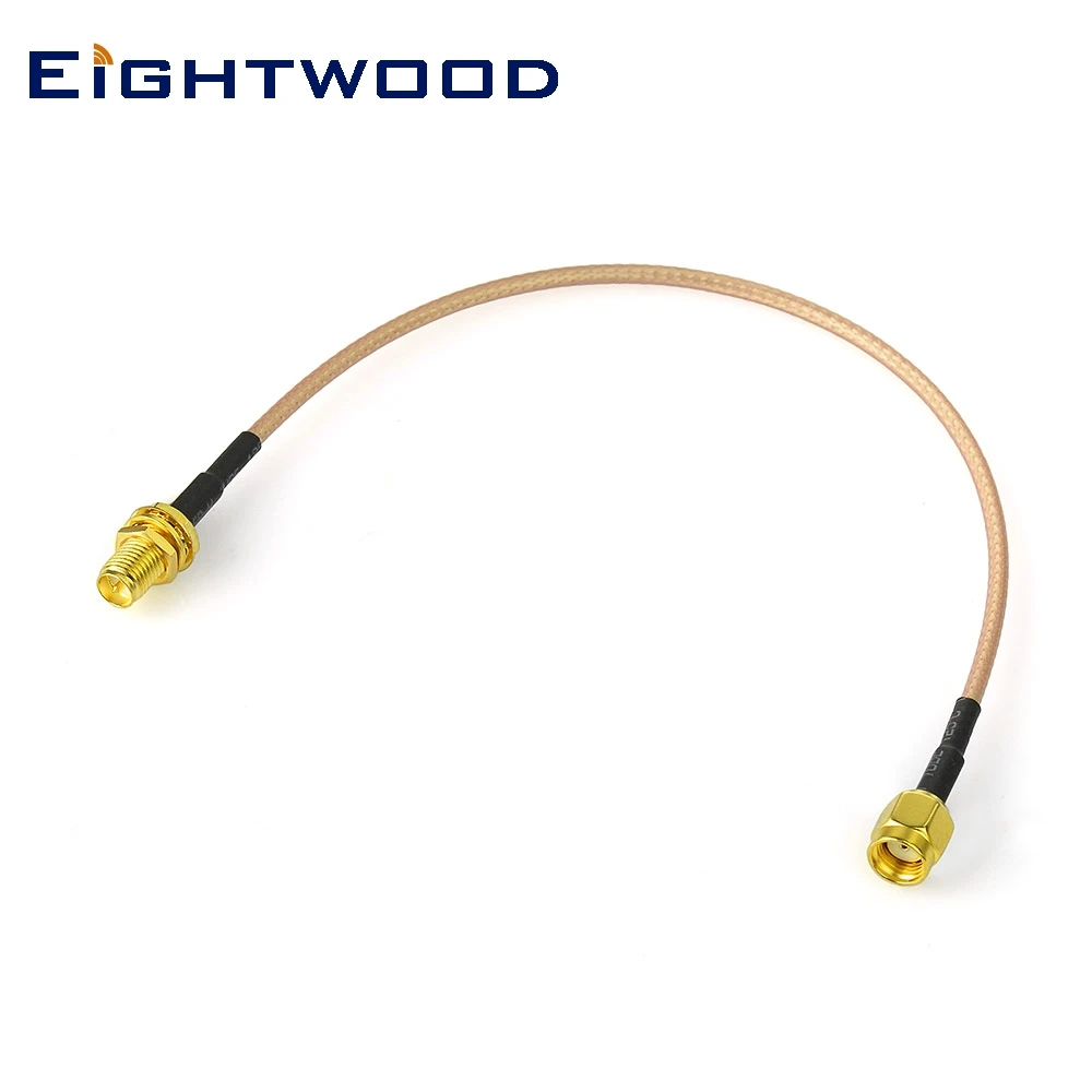 Eightwood 2.4GHz Bluetooth/Wi-Fi Antenna Extension Cable Lead Wireless RP-SMA Male to Female Connector Pigtail RG316 Cable 30cm