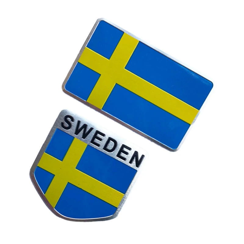 3D Aluminum Alloy Sweden National Flag Emblem Badge Car Sticker Motorcycle Decal S60L Decoration For Volvo V70 XC60 S60 V60 V40