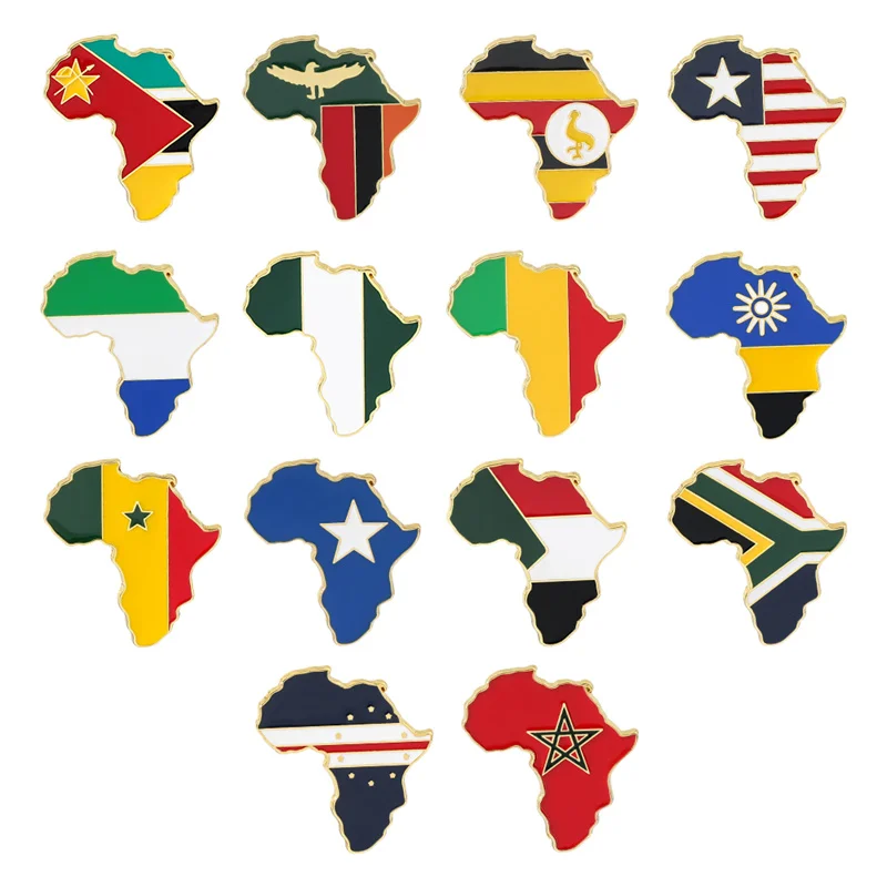 Hip Hop Africa Map Enamel Pins Brooches Ethnic Jewelry Ghana Congo Sudan Somalia Uganda Zimbabwe Zambia Liberia Map Brooch