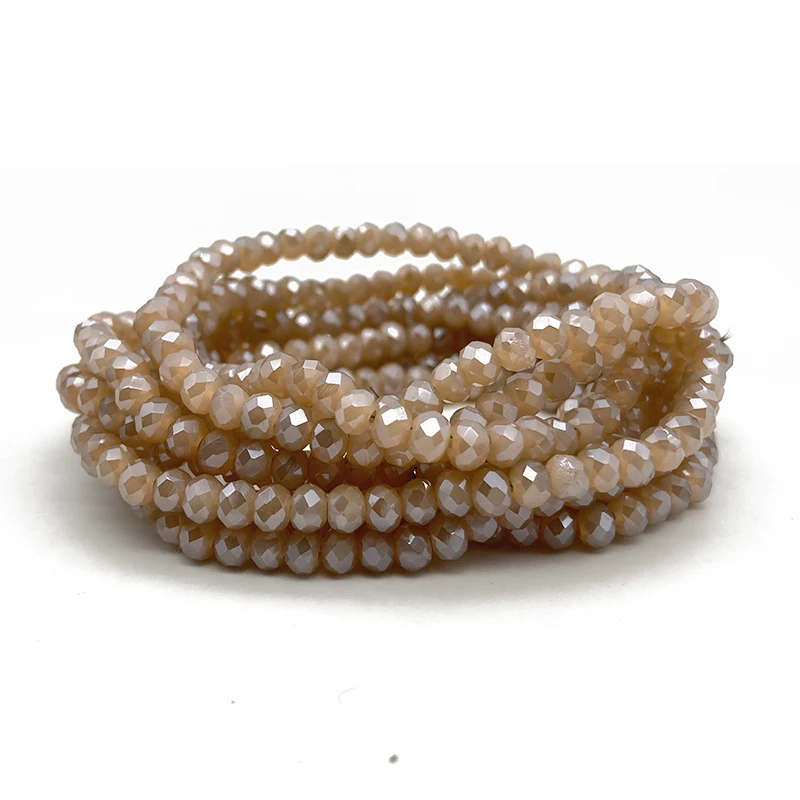 2 3 4 6 8mm Light Brown Crystal Faceted Round Czech Glass Beads Loose Spacer Beads for Jewelry Making Accessories Bracelet DIY