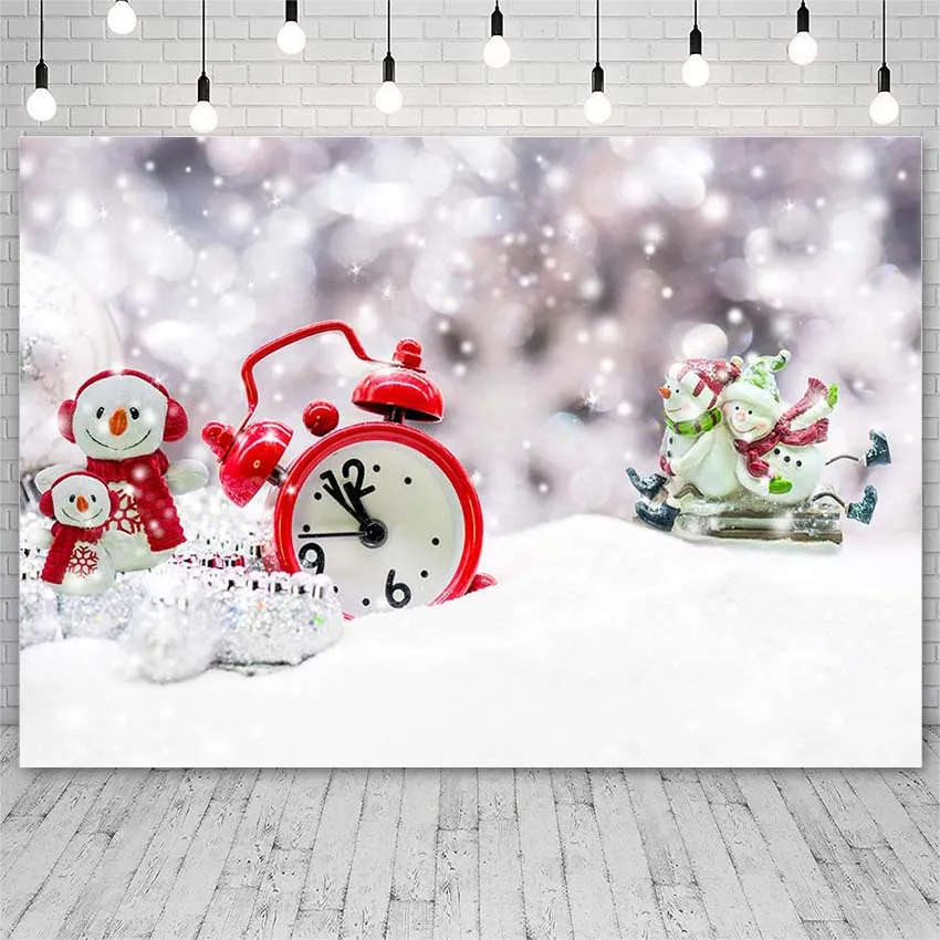 

Avezano Backdrops Merry Christmas Winter Snowman Clock Bokeh Photography Background Photo Studio Photozone Photocall Decor Props