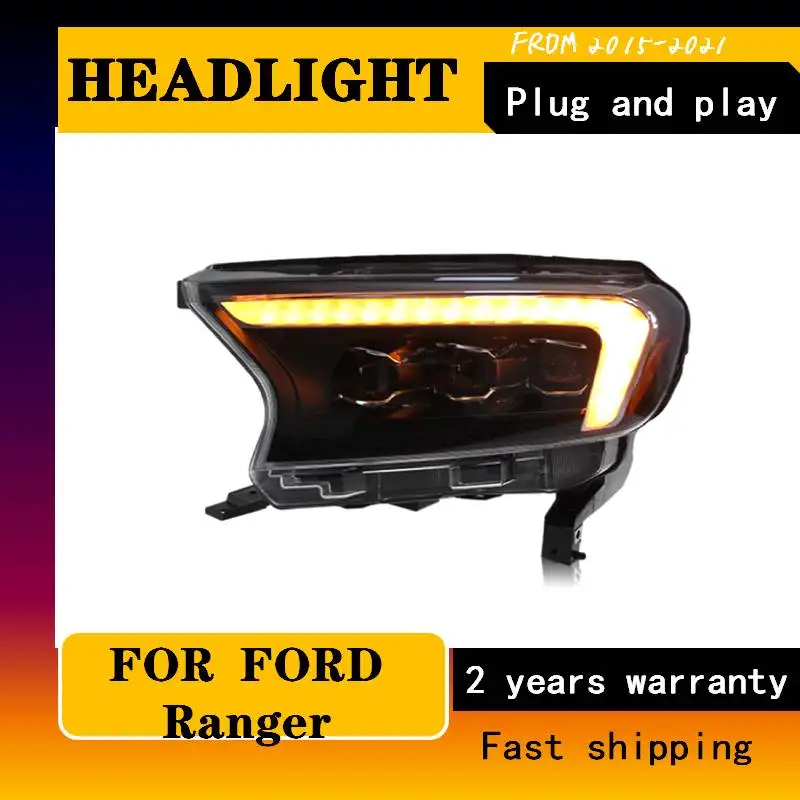 Head Lamp For Ford Ranger Everest LED Headlight 2015-2021 Headlights Ranger DRL Turn Signal High Beam Angel Eye Projector Lens