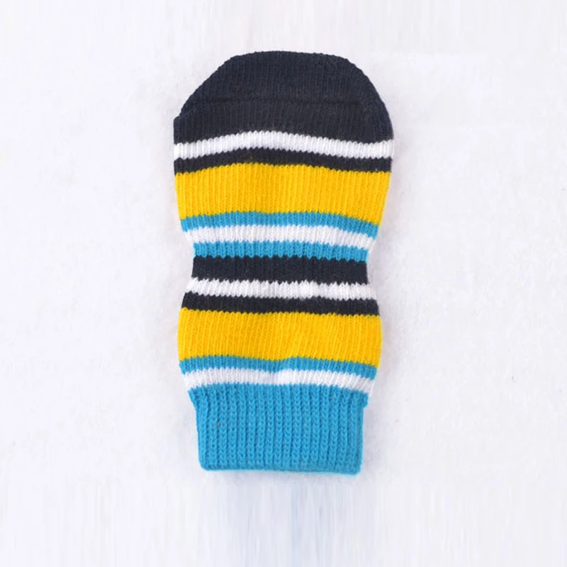 4pcs/Set New Puppy Dog Knit Socks Small Dogs Cotton Anti-Slip Cat Shoes Indoor Wear Slip On Paw Protector Random Color Wholesale