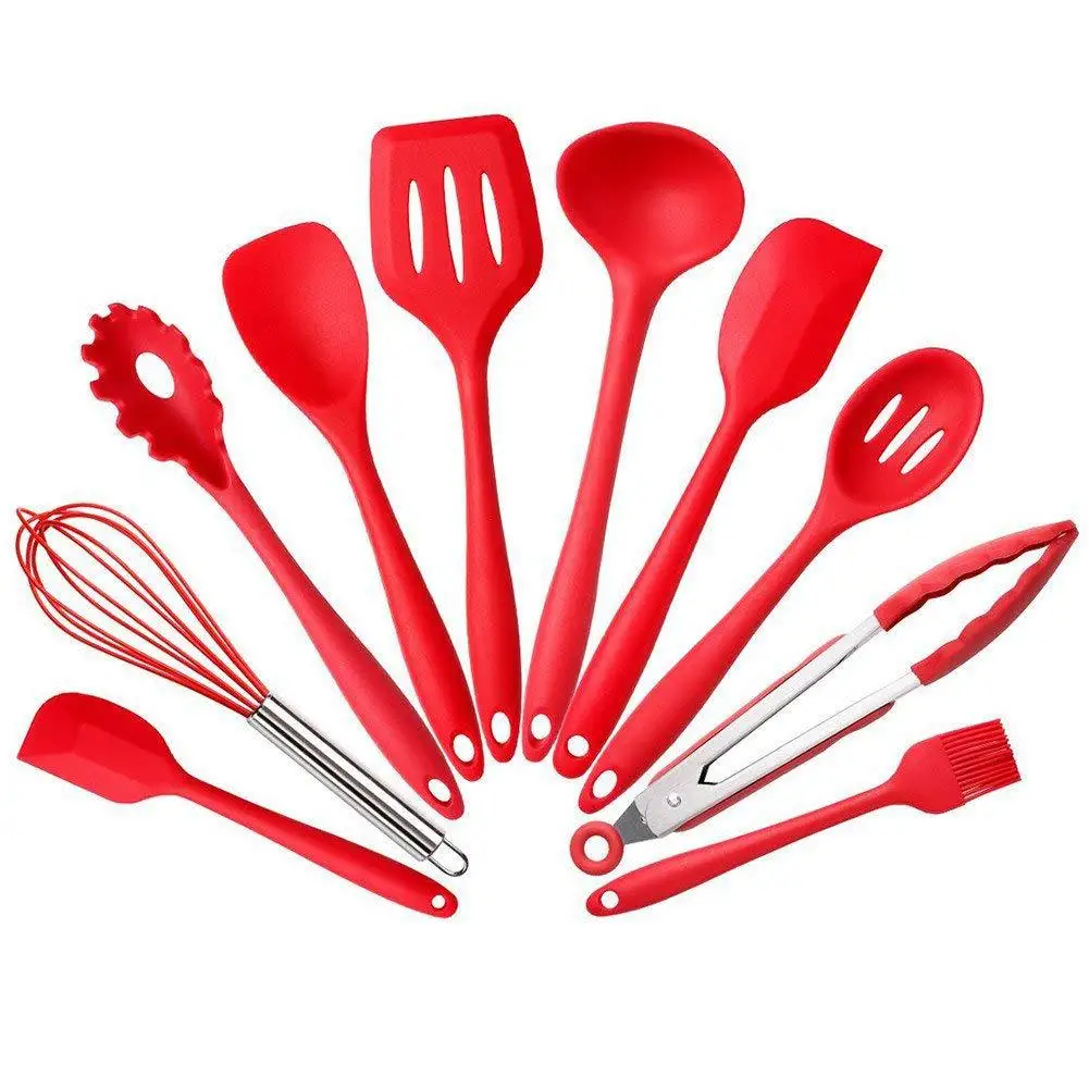 

10pcs/set Silicone Kitchenware Non-stick Cookware Cooking Tool Spatula Ladle Egg Beaters Shovel Spoon Soup Kitchen Utensils Set