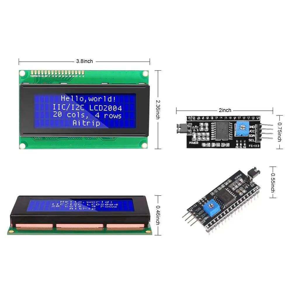 Monitor Lcd Display I2C/LCD2004 Iic 2004 20X4 5V Karakter Blauw Backlight Scherm LCD2004 Iic I2C Voor Arduino lcd Display