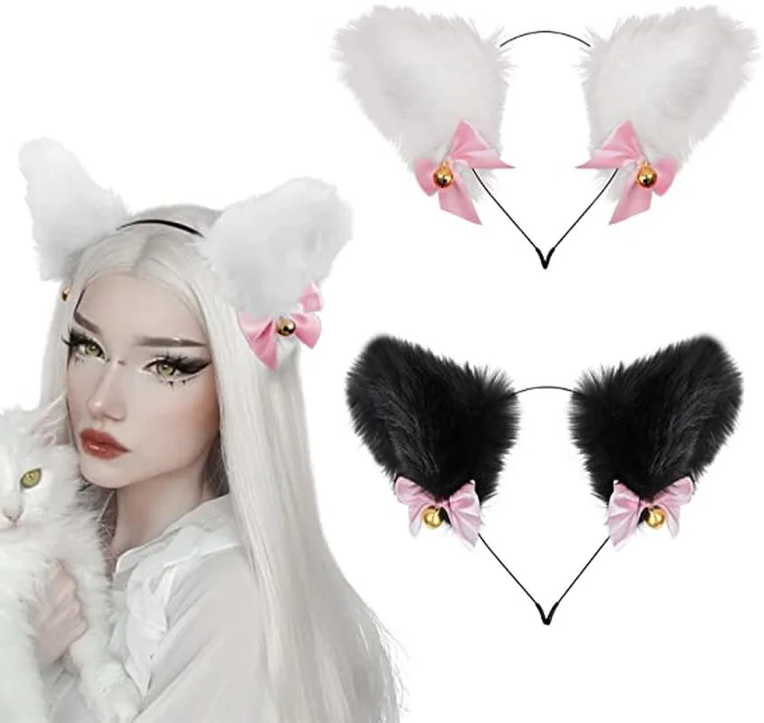 Lolita Kawaii Katze Ohren Spitze Bogen Stirnband Haar Band Anime Nette Mädchen Maid Kopfschmuck Cosplay Anime Haar Zubehör Kopf Wrap