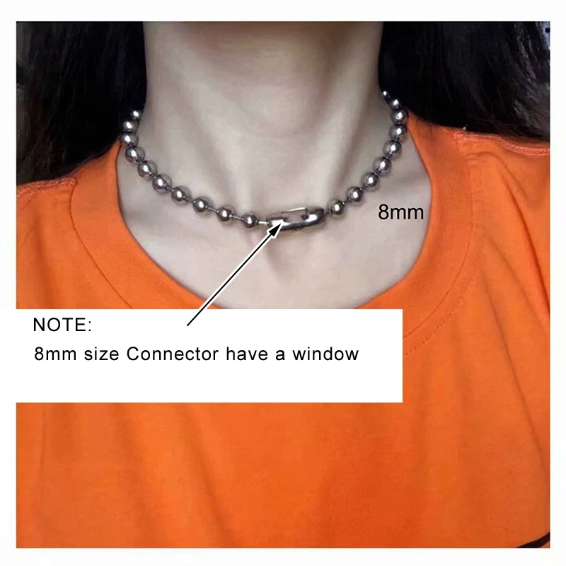 Women Choker big Ball Punk Jewelry 6mm/8mm Stainless Steel Bead Chain Ball Necklace Link Necklaces For Men/women (35cm-90cm)