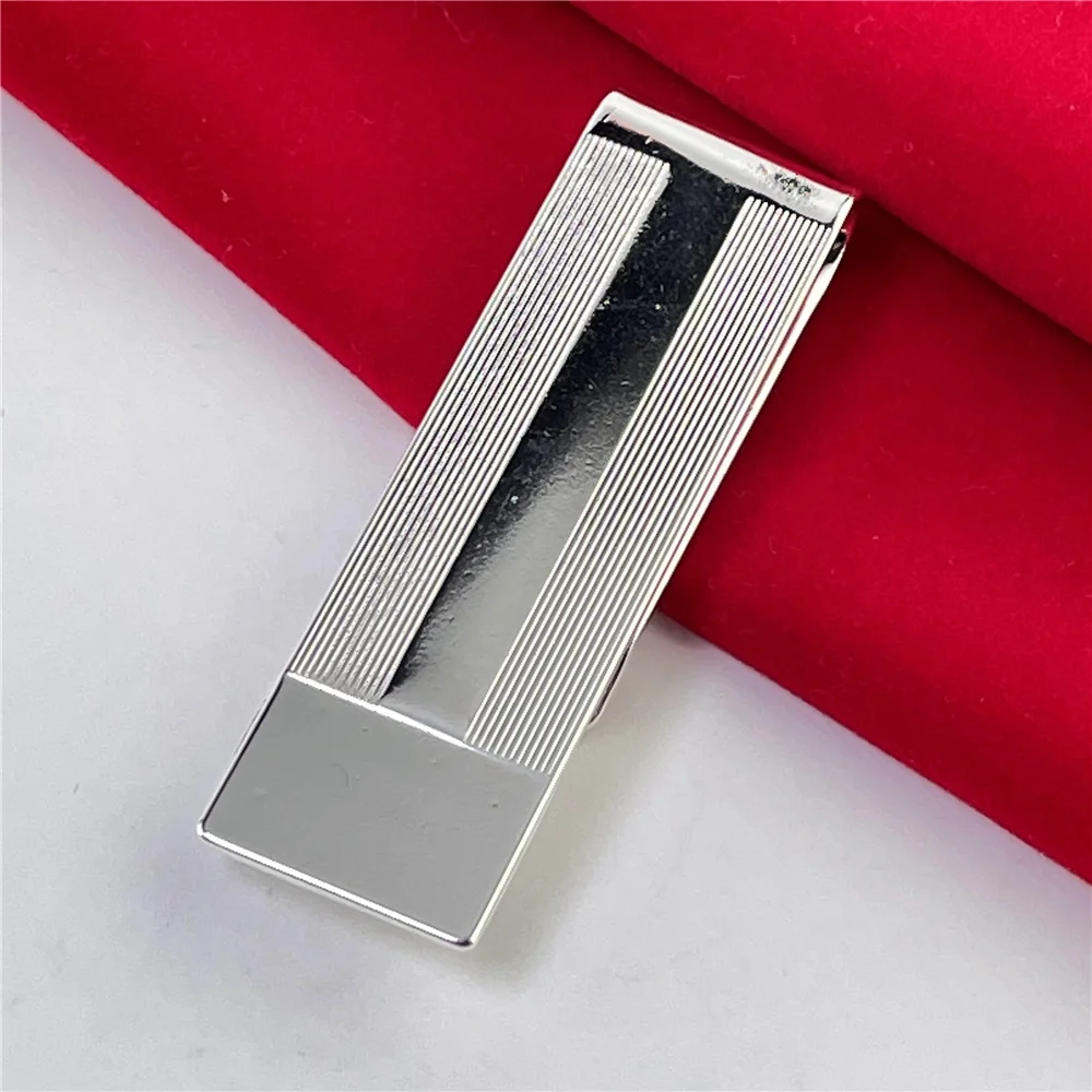 925 Silver Wallet Stripe Line Wallet Fashion Jewelry Gift