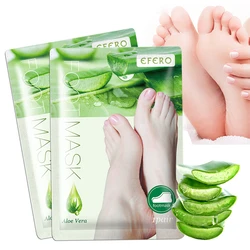 Efero máscara para pés para descascar, 2 peças = 1 par de máscara de pés para pernas, meias de esfoliação para pedicure, máscaras anticraquelamento, removedor de pele