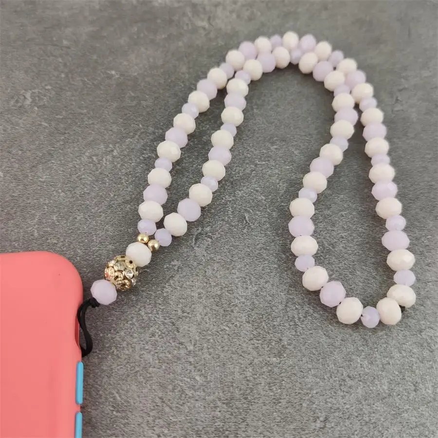 Blue Crystal Bead Mobile Phone Straps Lanyards For Keys Bling Hand Wrist Strap Rope Cord Holder Lanyard For Iphone