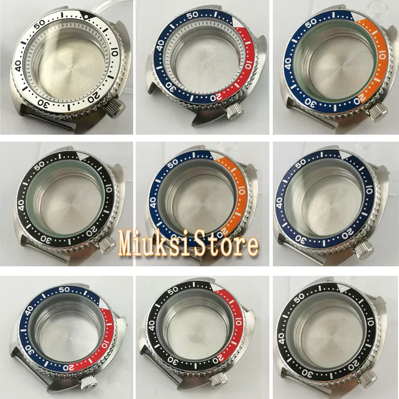 45mm Black Blue Orange Two color Bezel silver sterile stainless Watch Case fit for NH35  movement Watch