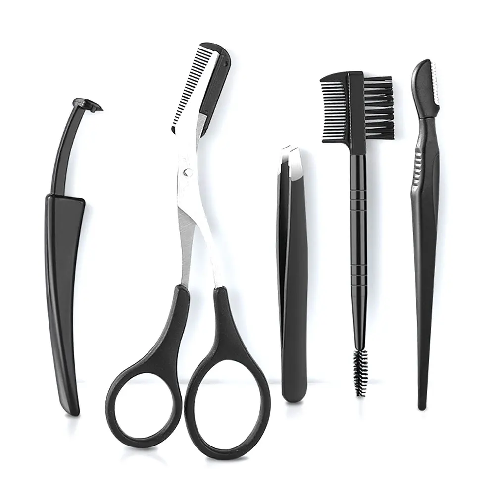 5 stücke Augenbraue Trimmer Razor Kit Augenbraue Schere Augenbraue Kamm Rasiermesser Pinzette Wimpern Pinsel Augenbraue Schaber Wimpern Haar Clips