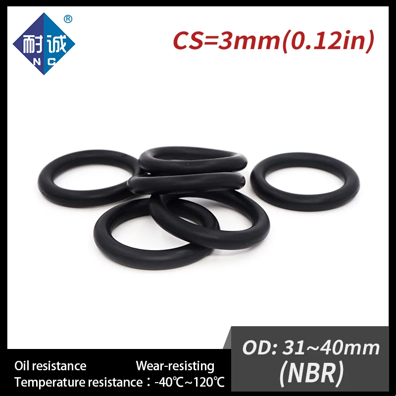 10PCS/Lot Nitrile Rubber Black NBR Thickness CS3mm OD31/32/33/34/35/36/37/38/39/40*3mm O Ring Gasket Oil Resistant Waterproof.-.