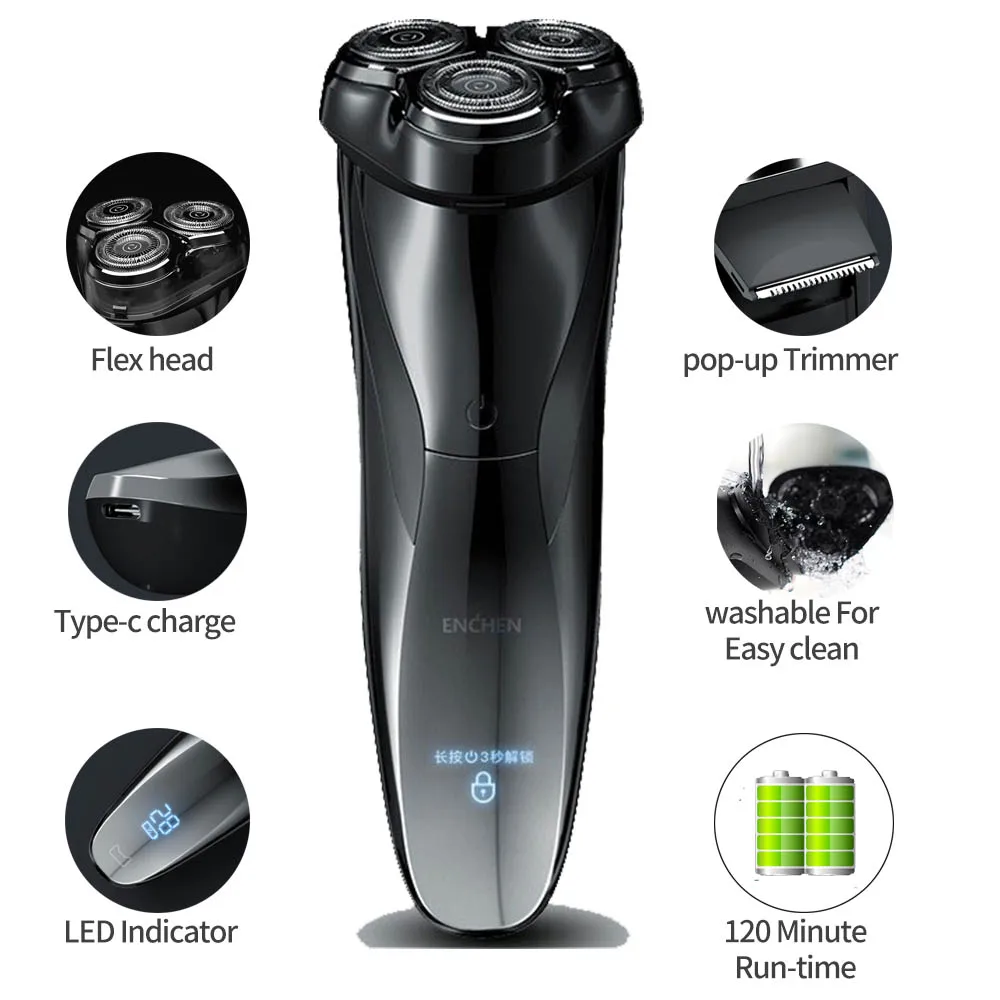 Тройная бритва для бритья, электробритва, 3D плавающая бритва, моющаяся, с usb-разъемом, перезаряжаемый триммер для бороды