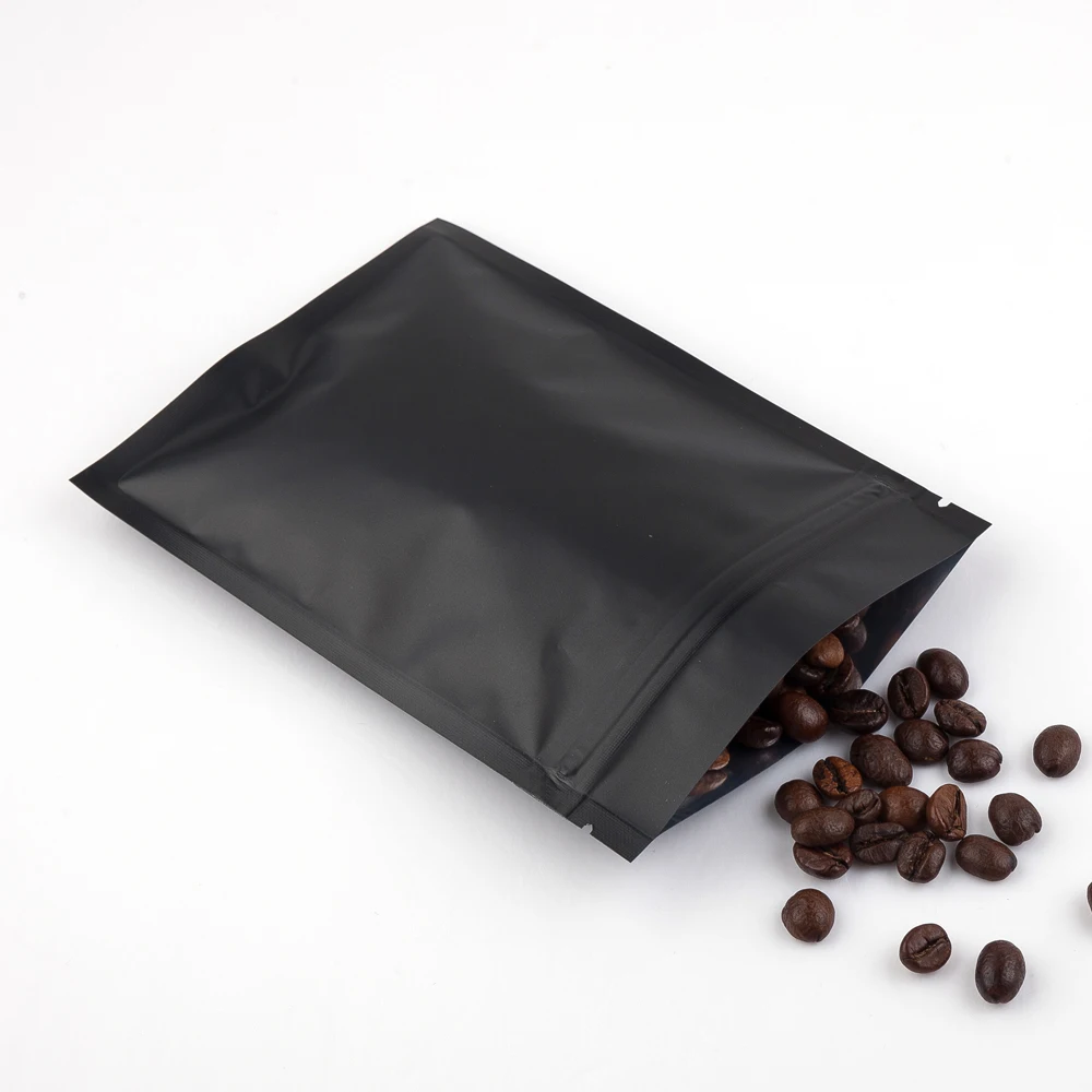 Thick 100pcs Heat Seal Aluminum Foil Plastic Ziplock Package Bag Flat Pouches Coffee Bean Food Storage Bags with Tear Notch