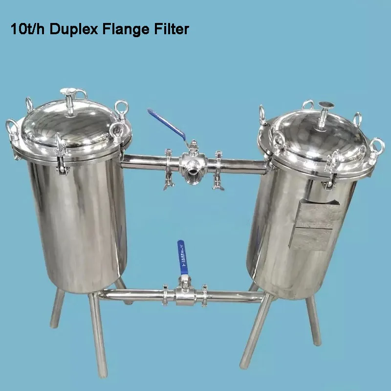 

SS304 Stainless Steel Duplex Filter 5/10 Ton Clamp/Flange Beverage Juice Impurity Strainer Dairy 30-400 Mesh