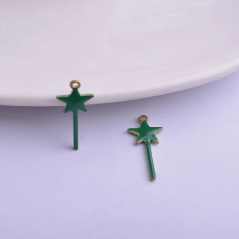 30 Stück 8*20mm Kupfer-Stern-Emaille-Anhänger Sternanhänger DIY Schmuck Halsketten Herstellung – Detail 6