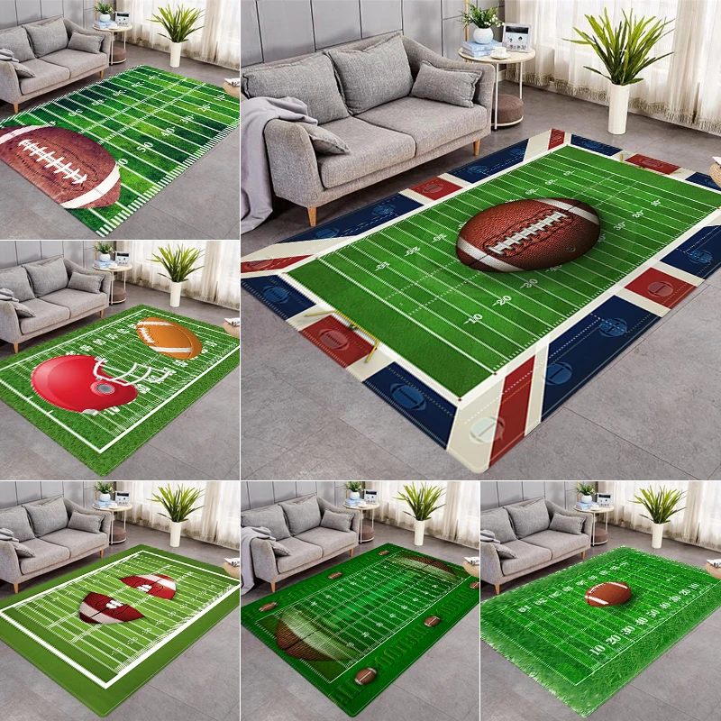 

Rugby Scene Printed Rugs Home Living Room 3DColor Printing Game Small Rug Bedroom Room Decoration Door Mat Non-slip Washable Rug