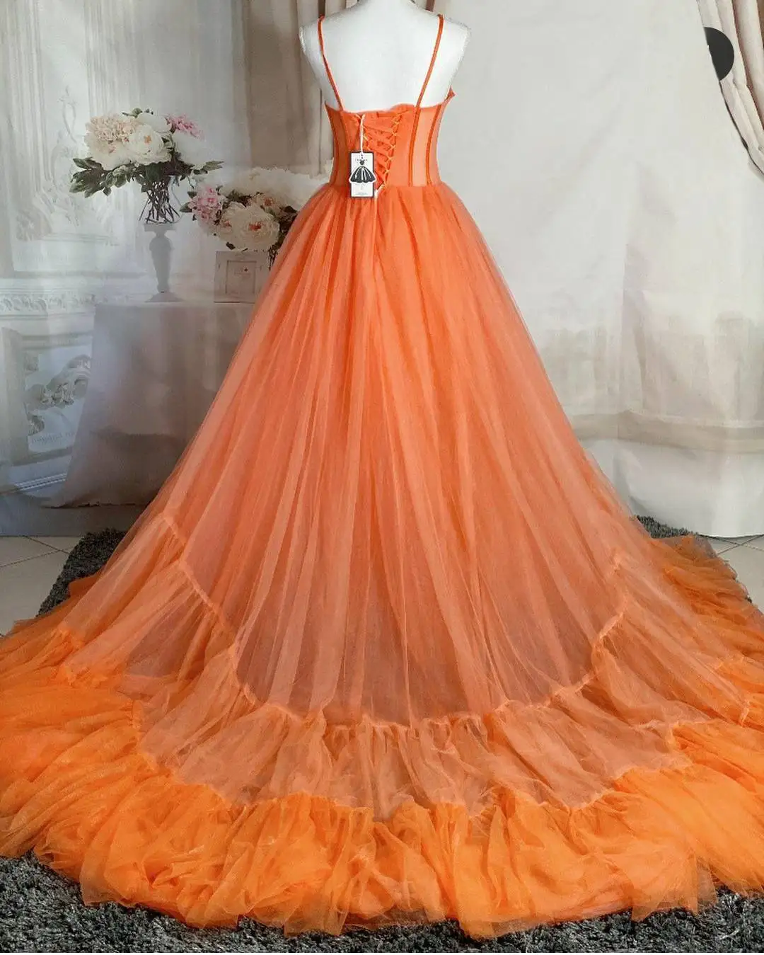 Robe de bal Vintage Orange, Sexy, pour séance Photo ou Baby Shower, sur mesure, Robes de maternité, séance Photo, Robe moelleuse