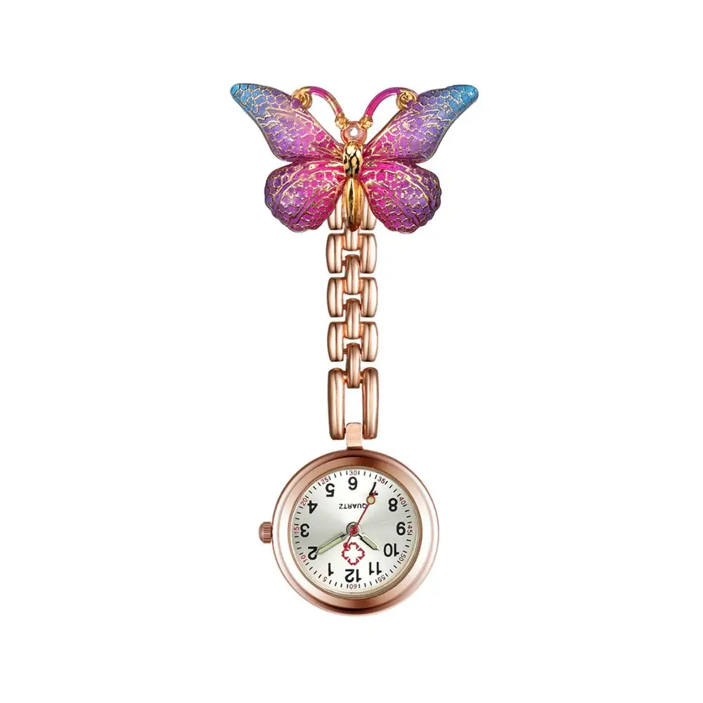 Lancardo Leuke Hanger Vlinder Verpleegster Horloge Clip-On Broche Quartz Opknoping Zakhorloge Fob Broche Dames Arts Reloj Enfermera