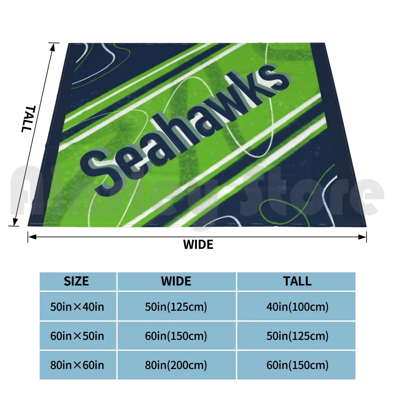 Blanket Fashion Custom Seahawks Seahawks Design Sports Football Seattle 12 Green Blue Doodle Fun Seahawks