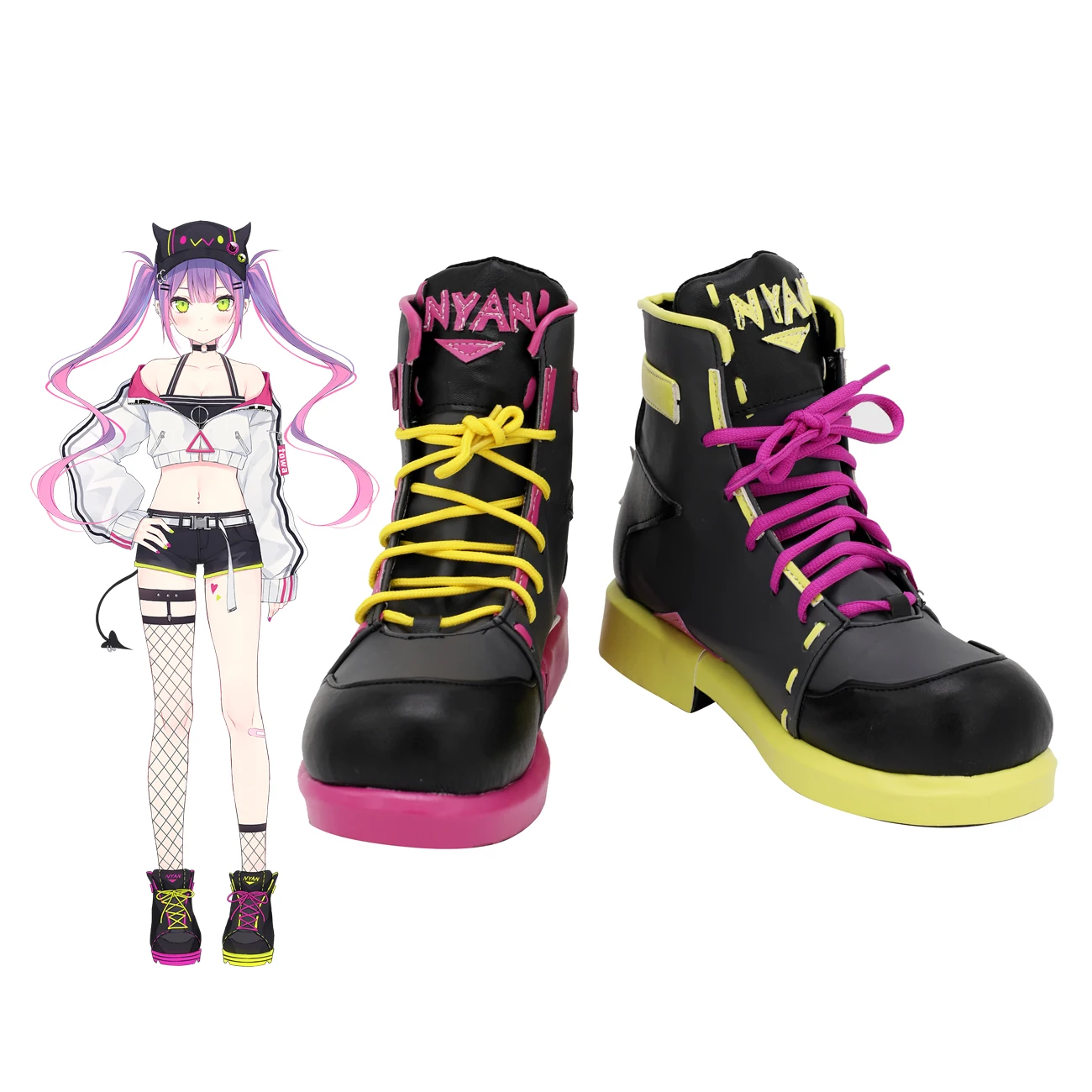 

VTuber Hololive Tokoyami Towa Cosplay Boots Customized Leather Shoes for Unisex