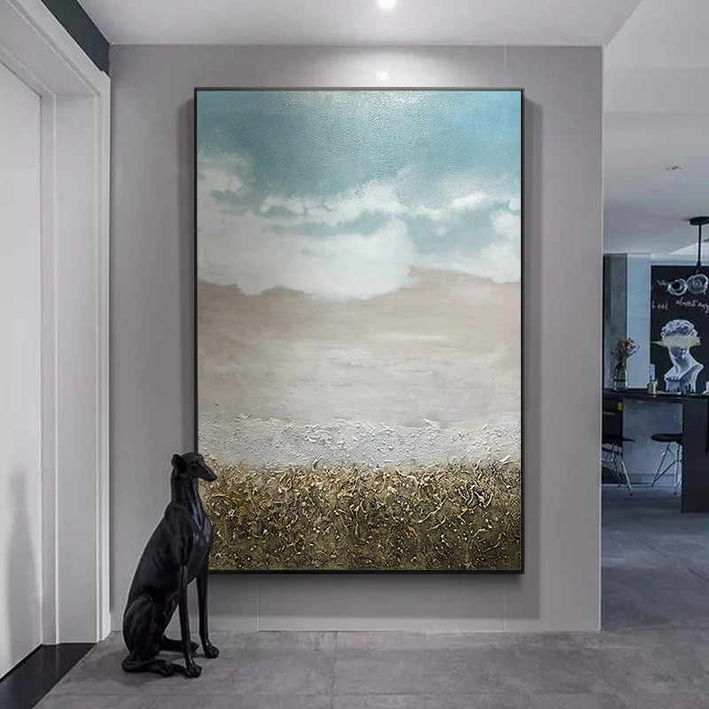 Handmade Oil Painting After Scandinavian Style Decorative Painting Vertical Version Of Modern Light Luxury Hong Kong-style Mural