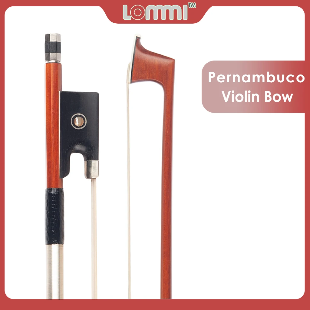 

LOMMI Violin Bow W/ AAA Grade Mongolia Horsehair Lizard Skin Grip Ebony Frog Master Level High Grade Pernambuco 4/4