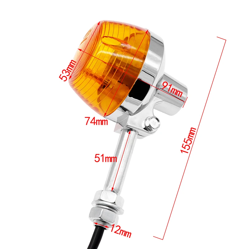 Motocicleta Turn Signal Light, Lâmpada âmbar, Indicadores Flashers, Piscas, Honda XL100, C70, CT70, CT90, CB350, CM400, CB450, CB750, 10mm